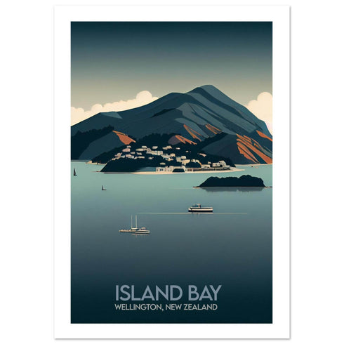 Island Bay Synthwave Escape: Classic Semi-Glossy Poster in 3 Sizes - Books Worth Keeping